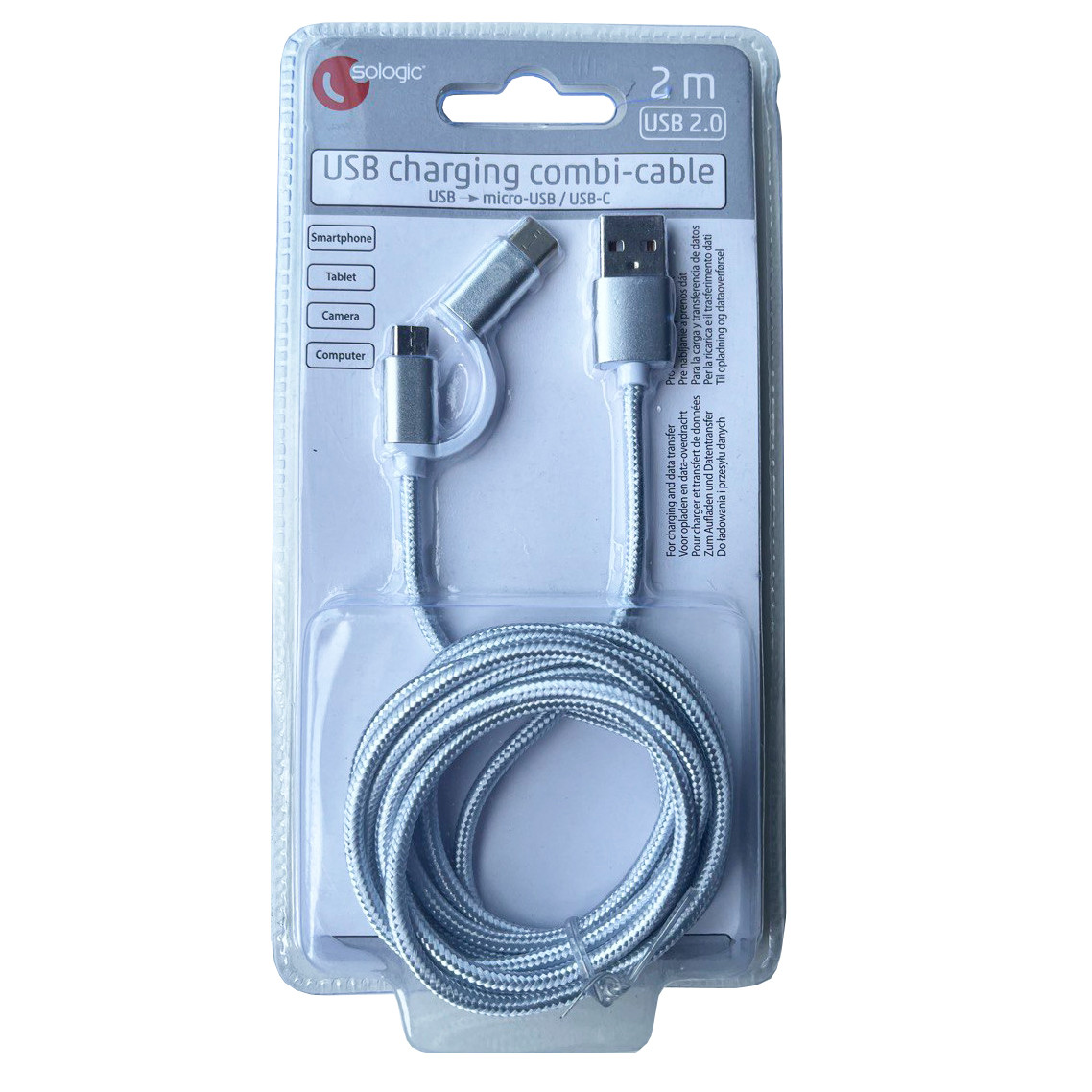 Sologic USB charging combi-cable - USB naar Micro-USB / USB-C