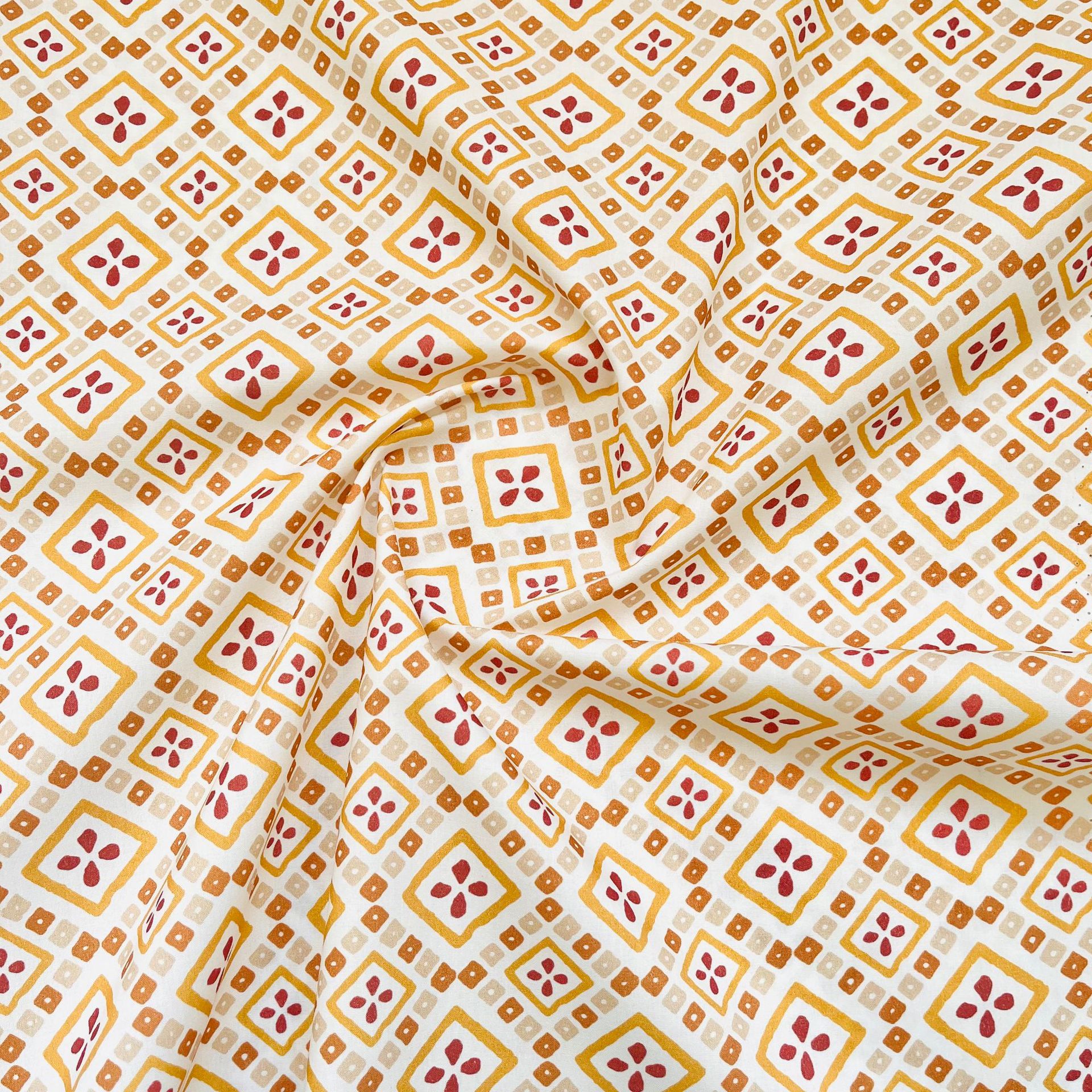 Diamond Floral Cotton Fabric-100% Cotton Quilting Fabric Sewing Craft Fabric By Meter