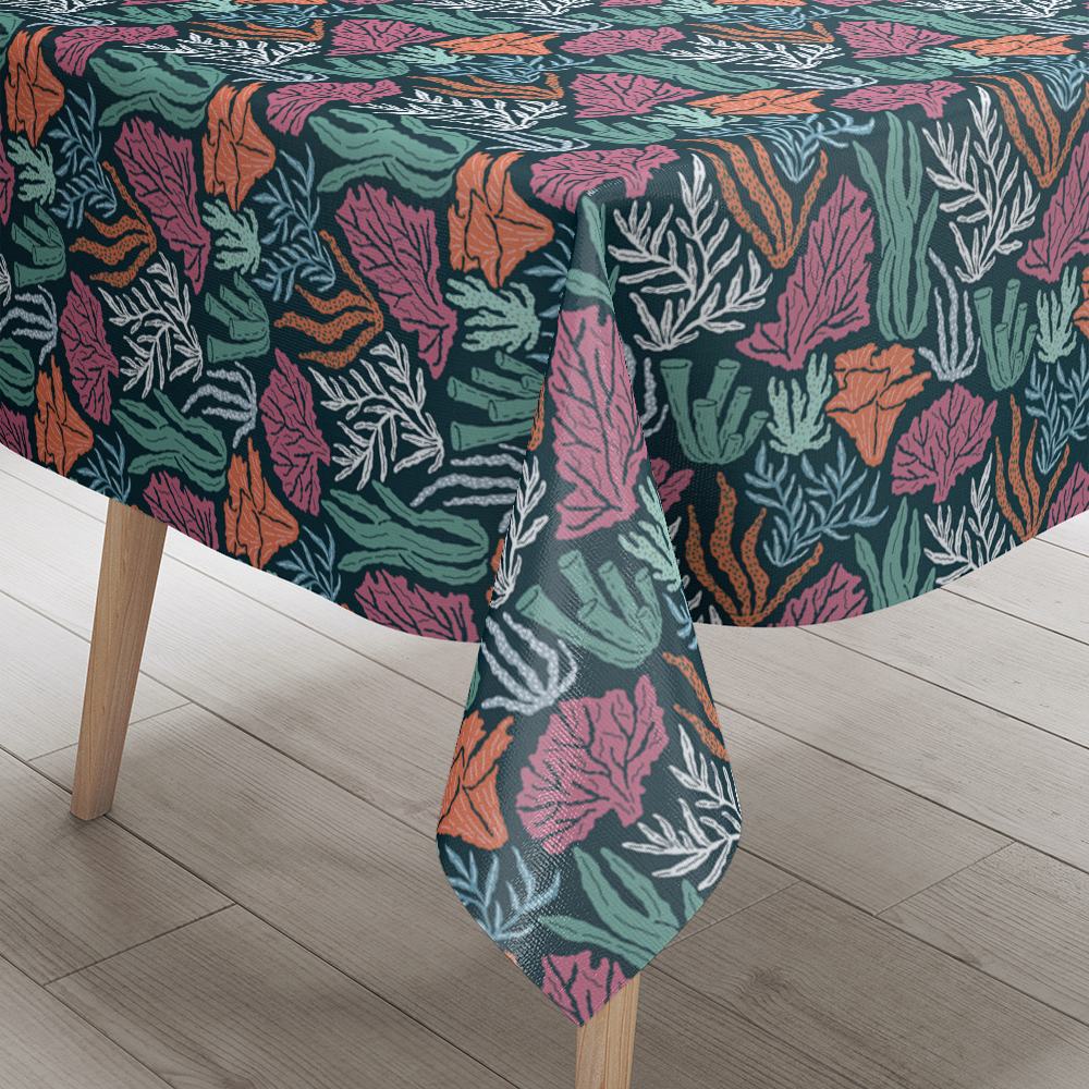 (运费测试-lin）Tablecloth – Underwater World Seamless Pattern With Hand Drawn Coral And Seaweed