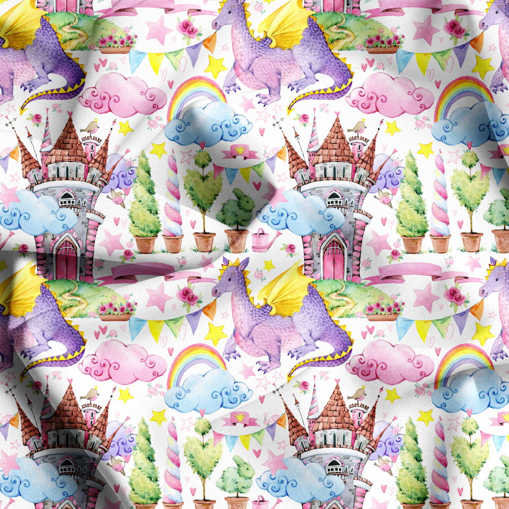 （测试）Custom Fairy Dragon and Clouds Print Fabrics - Tailored Seamless Patterns for Any Fabric Use